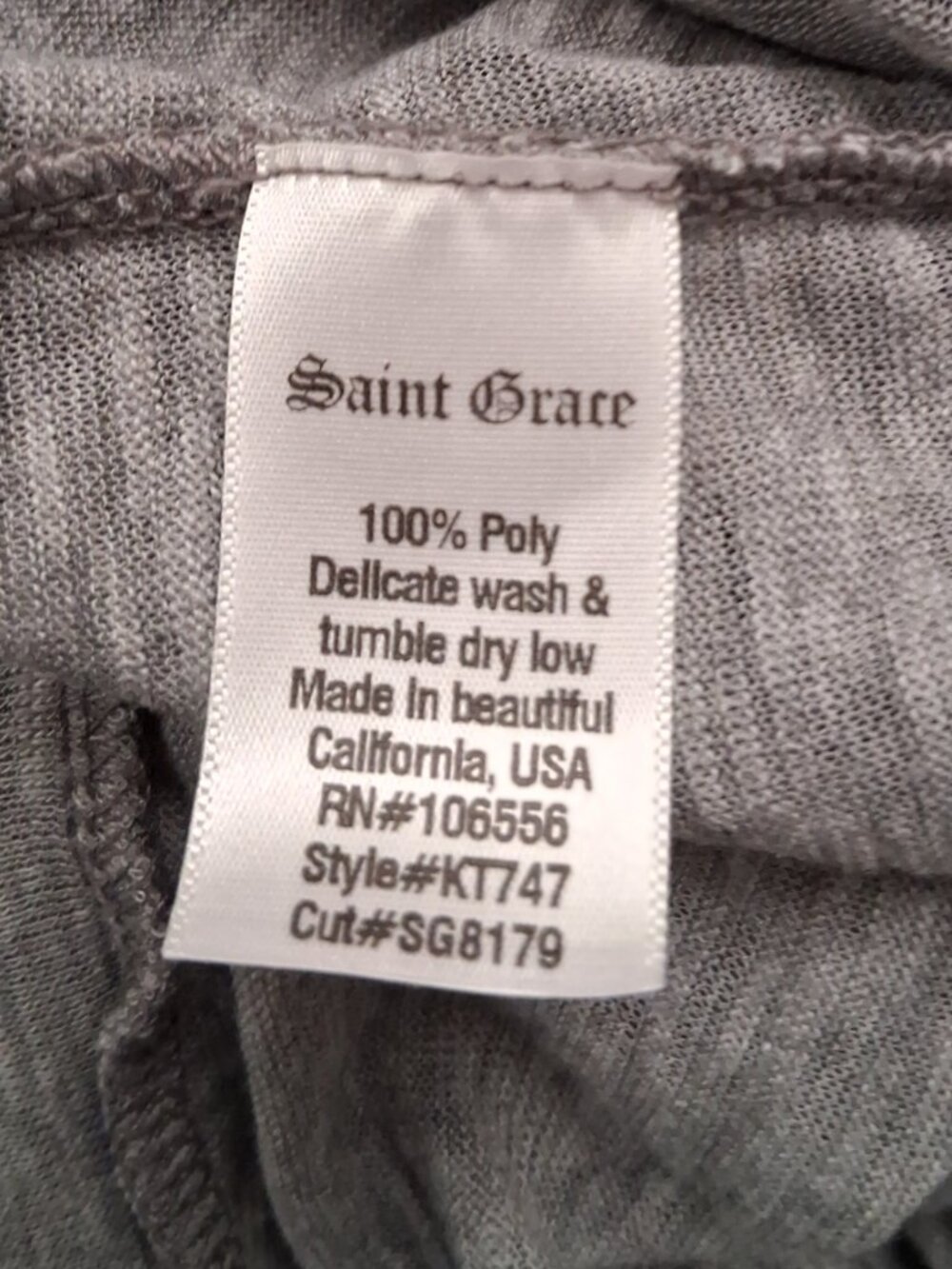 Saint Grace Women's Heather Gray Scoop Neck Long Sleeve Top SZ L - Picture 7 of 7